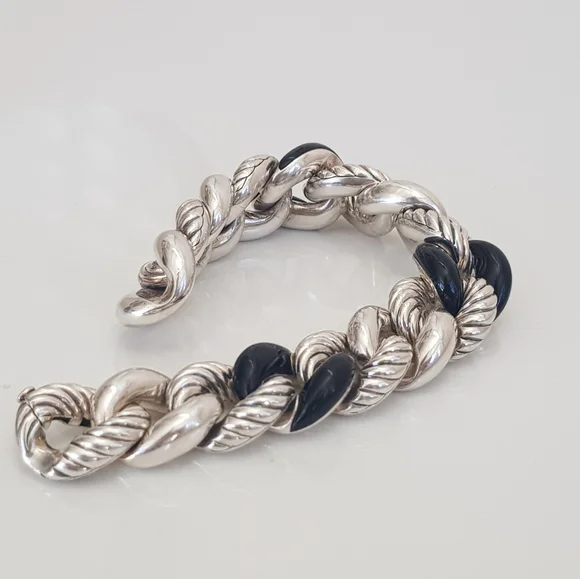 David Yurman Belmont Curb Link Bracelet With Black - Picture 2 of 16